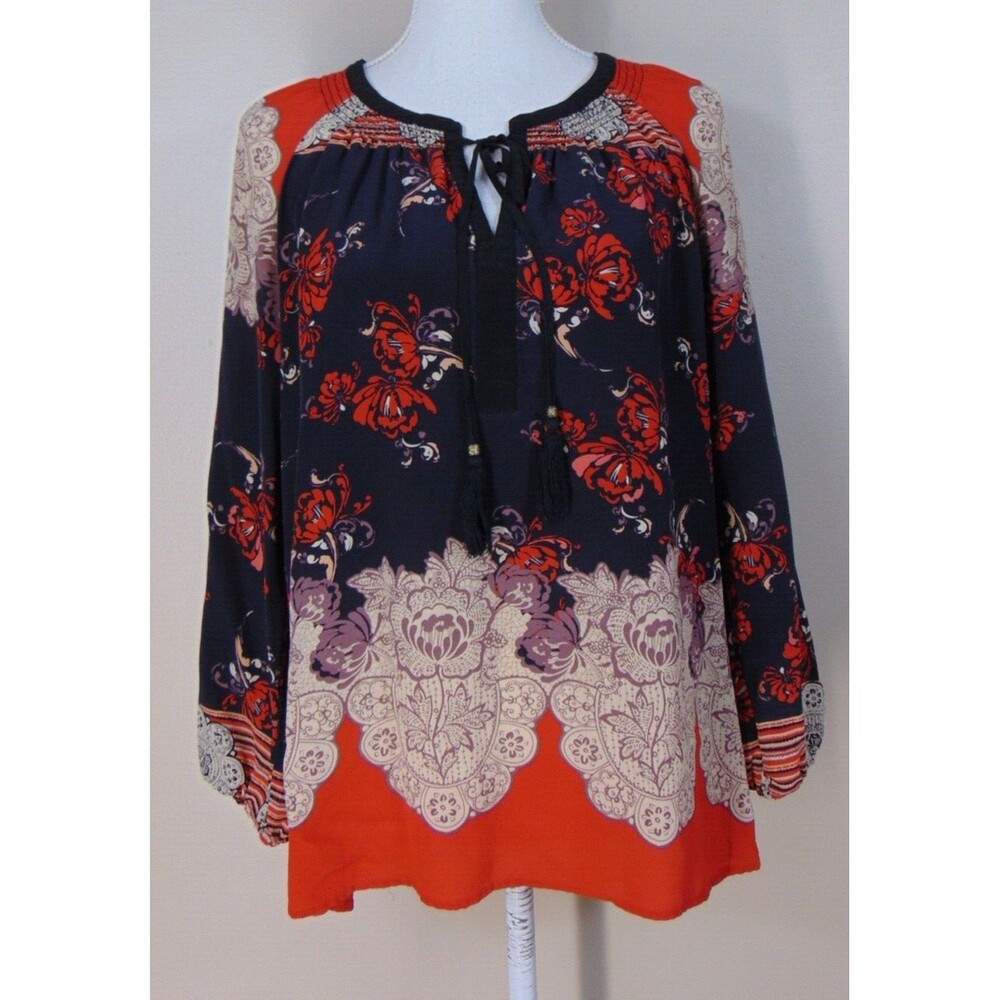 Anthropologie Meadow Rue Blossom Peasant Silk Top Womens Size Medium Boho Dainty